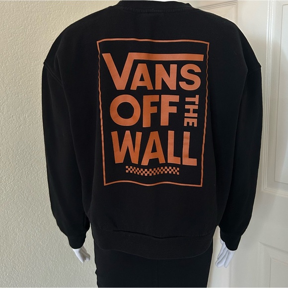Vans Ronan Black Crew Neck Boxy Fit Semi Cropped Pullover Sweatshirt Top Medium - Picture 3 of 6